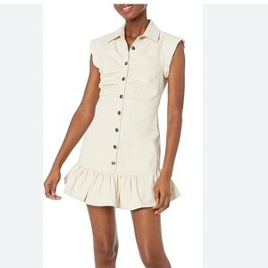 NWT Likely  Ruby 100% Cotton Ivory Denim Ruffle Mini Dress Size 4